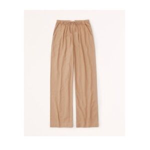 Linen-Blend Pull-On Wide Leg Pant - Brown size XS Long